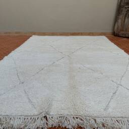 Handmade Moroccan Berber Rug 6x9 White Wool Beni Ourain - thumbnail 3