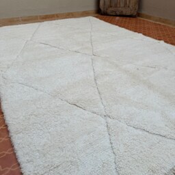 Handmade Moroccan Berber Rug 6x9 White Wool Beni Ourain - thumbnail 2
