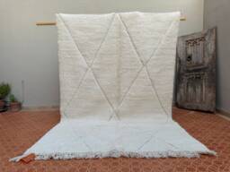 Handmade Moroccan Berber Rug 6x9 White Wool Beni Ourain - thumbnail 1