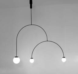Black Semicircular Chandelier - 3 Light Rotative Lamp, Modern Hanging Pendant Lighting - thumbnail 1
