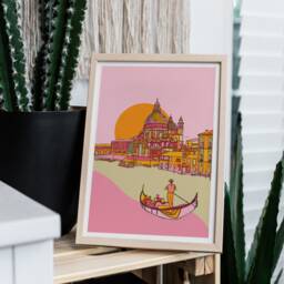 Venice Canale Grande Art Print Colorful Italy Travel Poster - thumbnail 2