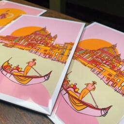 Venice Canale Grande Art Print Colorful Italy Travel Poster - thumbnail 3