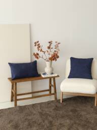 Textured Blue Throw Pillow Cover, Boucle Soft Lumbar Case, All Custom Sizes, Decorative Cushion Invisible Zipper, Euro Sham