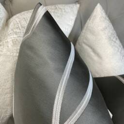 Luxury Cushion Cover, Pillow Throw - Steel Grey, Boutique Hotel Style John Lewis & Partners Hayden Fabric Geometric - thumbnail 3