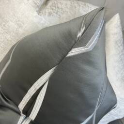 Luxury Cushion Cover, Pillow Throw - Steel Grey, Boutique Hotel Style John Lewis & Partners Hayden Fabric Geometric - thumbnail 4
