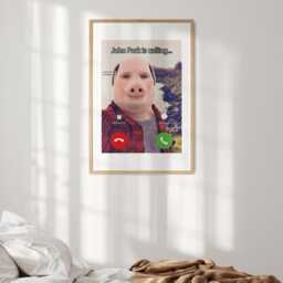 John Pork Wall Art - Custom Background Colour Funny Meme Print Viral Character Poster Internet Trend Home Decor Gift For Fans - thumbnail 1