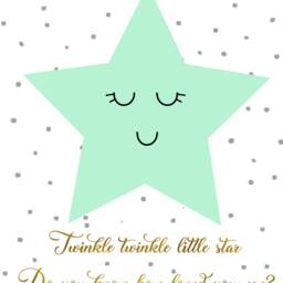 Nursery Print Wall Art, Mint Green & Grey Print, Twinkle Little Star , Rose Gold Foil, Cute Girls Decor - thumbnail 3