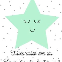Nursery Print Wall Art, Mint Green & Grey Print, Twinkle Little Star , Rose Gold Foil, Cute Girls Decor - thumbnail 2