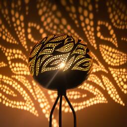 Gourd Table Lamp Moroccan Turkish Lampshade, Wooden Mosaic Lantern - thumbnail 3