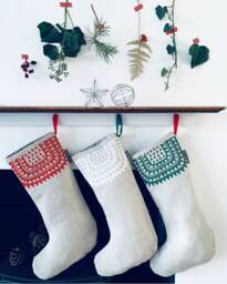 Icelandic Christmas Stocking, Handmade in Natural Linen, Scandinavian Style Stocking - thumbnail 1