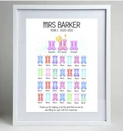 Teachers Gift, Gift From The Class, Personalised Teachers Gift, Wellies Print - thumbnail 1