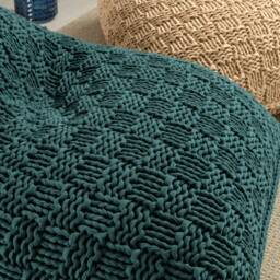 Dark Green Bean Bag Chair, Floor Seating, Lounge 100% Handmade, 10 Sizes & 37 Colors, Filled, Ready For Use - thumbnail 3