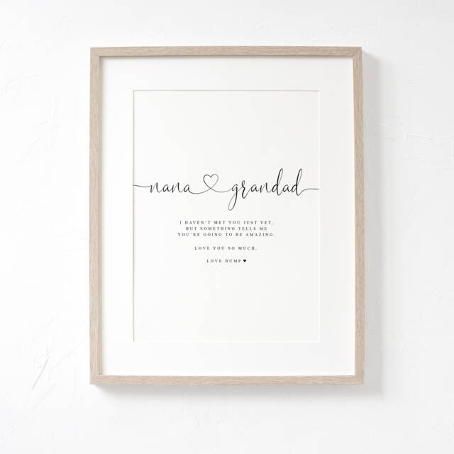 Nana & Grandad Love From Bump A4 Or A5 Print, Pregnancy Announcement, Bump, To Be, New Grandparent Gift Announcement - image 1