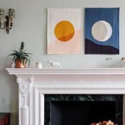 Sun & Moon Quilted Two Piece Modern Handmade Textile Wall Art - thumbnail 2