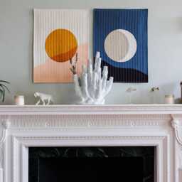 Sun & Moon Quilted Two Piece Modern Handmade Textile Wall Art