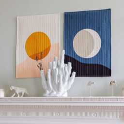Sun & Moon Quilted Two Piece Modern Handmade Textile Wall Art - thumbnail 3