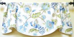 Trend 03713 Navy By Jaclyn Smith - Window Valance Corded Lined Scalloped Linen Blend Designer Fabric - thumbnail 1