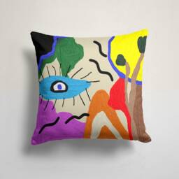 Abstract Colorful Art Cushion Cover/Colorful Patterned Sofa Case/Multi Color Throw Pillow Cover/Pillow Case For Garden/Gift Her - thumbnail 2