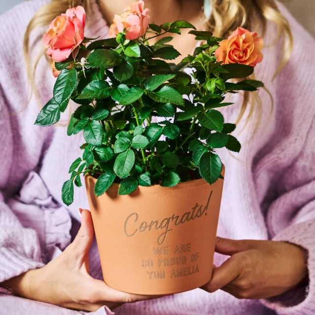 Personalized Congratulations Plant Pot - Engraved Terracotta Garden Decor - image 1