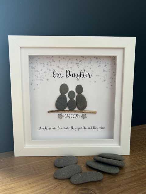 Our Daughter, Framed Pebble Picture, Milestone Birthday Gift, Wall Decor, Daughter Quote Keepsake, Sentimental Token For Her, 18Th, 21st, 30Th - image 1