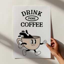 Drink More Coffee Print - Trendy Retro Kitchen Prints Wall Art More Coffee Cafe Print Bar Cart Wall Decor Art - thumbnail 2