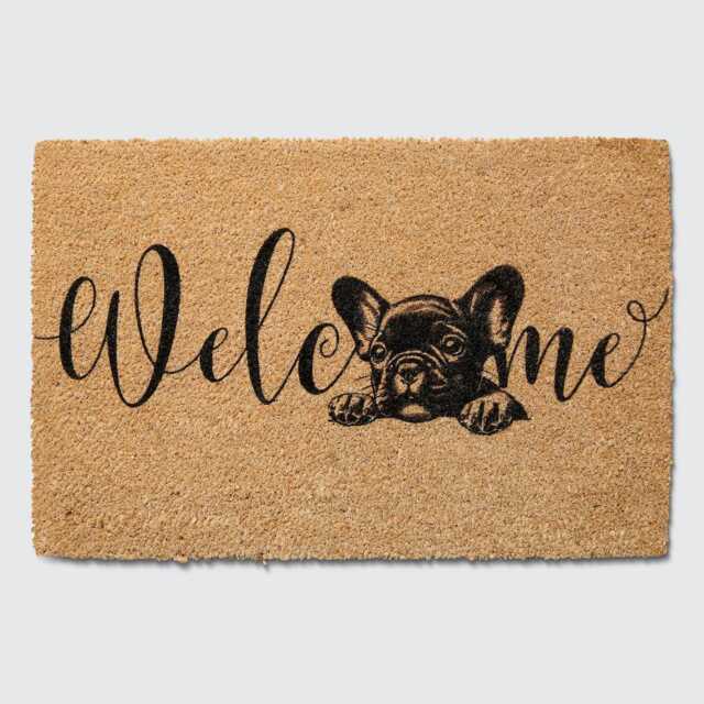 French Bulldog Welcome Mat Natural Coir Dog Lover Gift - image 1