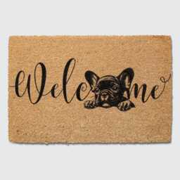 French Bulldog Welcome Mat Natural Coir Dog Lover Gift - thumbnail 1