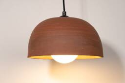 Handmade Terracotta Pendant Chandelier Wabi Sabi Ceramic Kitchen Lamp - 15 Inch
