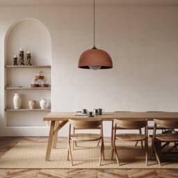 Handmade Terracotta Pendant Chandelier Wabi Sabi Ceramic Kitchen Lamp - 15 Inch - thumbnail 2