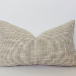 Beige Lumbar Pillow, Textured Pillow Covers, Tan Throw Decorative Pillows For Sofa, Cream Ivory Cushion Case -- Layla - thumbnail 2