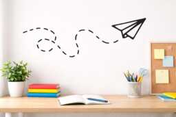 Paper Airplane Wall Decal - Modern Plane Sticker Office Art Nursery Decor Peel & Stick Vinyl 23x9 - thumbnail 1
