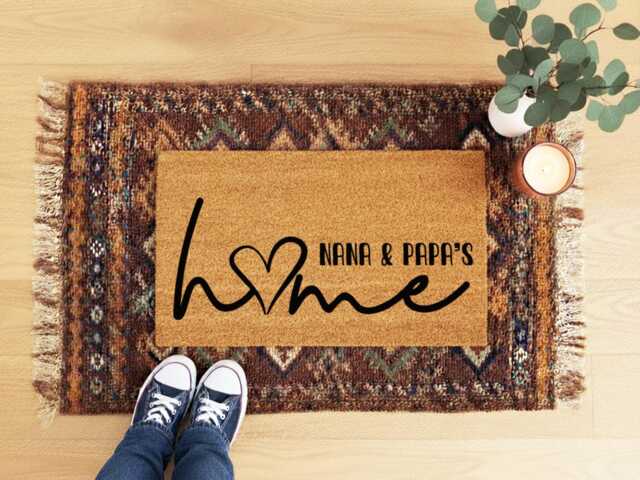 Personalized Nana & Papa's Home Doormat - Custom Grandparents Welcome Mat Front Door D??cor Housewarming Or Grandparent Gift - image 1