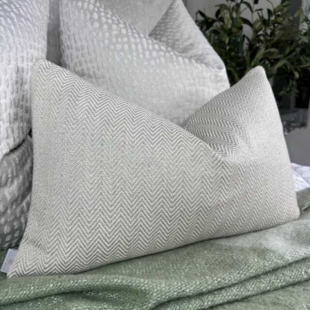 Handmade Herringbone Cushion Cover, Natural Weave Pillow John Lewis Fabric, Double Sided 12 X 20 - image 1