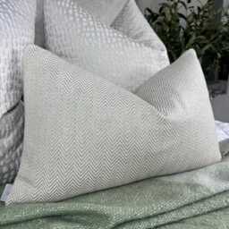 Handmade Herringbone Cushion Cover, Natural Weave Pillow John Lewis Fabric, Double Sided 12 X 20 - thumbnail 1