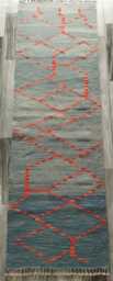 Nordic Runner Kilim Rug, Modern Artisan Scandinavian Afghan Turkish Abstract Art Wool Rug 193x63 cm - thumbnail 1