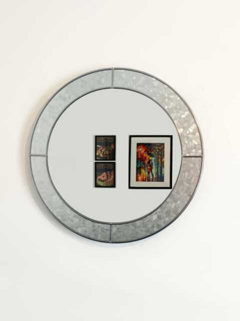 Stain Glass Style Art Deco Round Wall Mirror - image 1