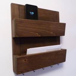 Mail Organizer Wall, Rack, Entryway Organizer, Key Holder, Rustic And - thumbnail 2