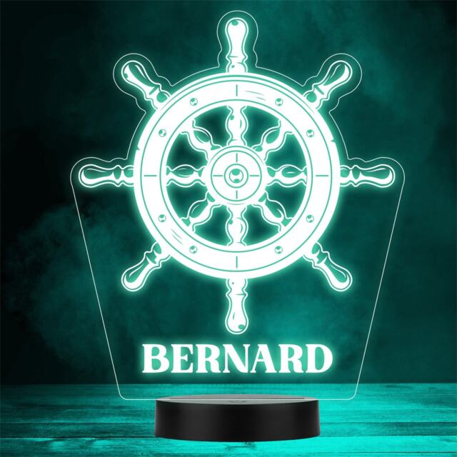 Ship's Wheel Sailing Nautical Personalised Gift Colour Change Led Night Light - image 1