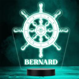 Ship's Wheel Sailing Nautical Personalised Gift Colour Change Led Night Light - thumbnail 1