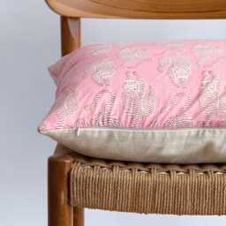 Block Print Pillow Cover Floral Botanical Design, 20 - thumbnail 2