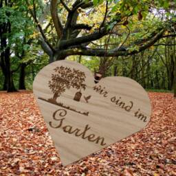 We Are in The Garden Heart Hanger Oak Sign Gift Decoration Wood Hdf Wall Leather Strap Hanging Door - thumbnail 3