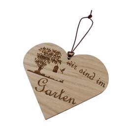 We Are in The Garden Heart Hanger Oak Sign Gift Decoration Wood Hdf Wall Leather Strap Hanging Door - thumbnail 2