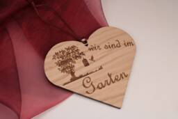 We Are in The Garden Heart Hanger Oak Sign Gift Decoration Wood Hdf Wall Leather Strap Hanging Door - thumbnail 1
