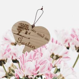 We Are in The Garden Heart Hanger Oak Sign Gift Decoration Wood Hdf Wall Leather Strap Hanging Door - thumbnail 4