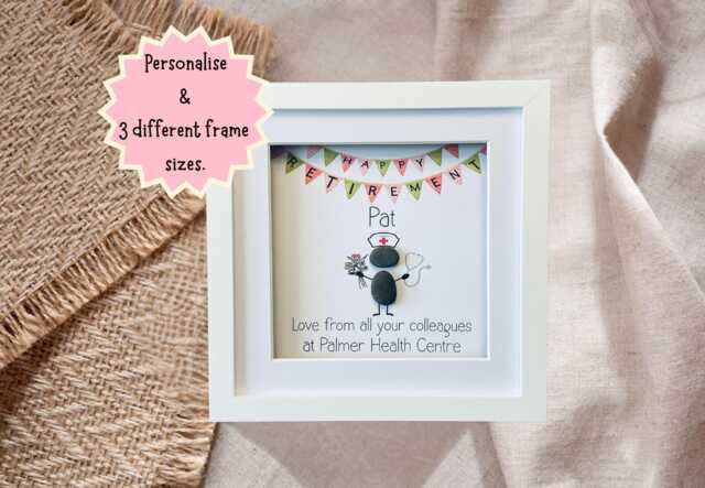 Unique Retirement Keepsake - Doctor & Nurse Appreciation Pebble Picture Frame, Doctor Retirement Gift, Nurse Gift - image 1