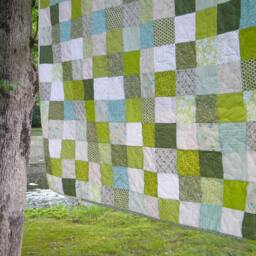 Spring Green Patchwork Quilt Full/Picnic Size Cotton Bedding - 81x81 - thumbnail 3