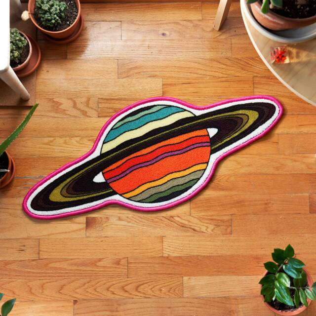 Saturn Planet Mini Rug Carpet - Nasa Space Scientist/Astronaut Aerospace Gift Thats Out Of This Solar System - image 1