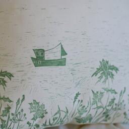 Fishing Boats Lino Print Cushion - thumbnail 3