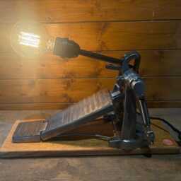Vintage Drum Pedal Edison Desk/Table Lamp Ideal Gift For Drummers, Musicians Industrial Light, Steampunk, Quirky Lighting - thumbnail 2