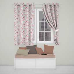 Cute Strawberry Bunny Macaron Dessert Kawaii Cream Background Seamless Pattern Readymade Eyelet Ring Top Thermal 100% Blackout Curtains